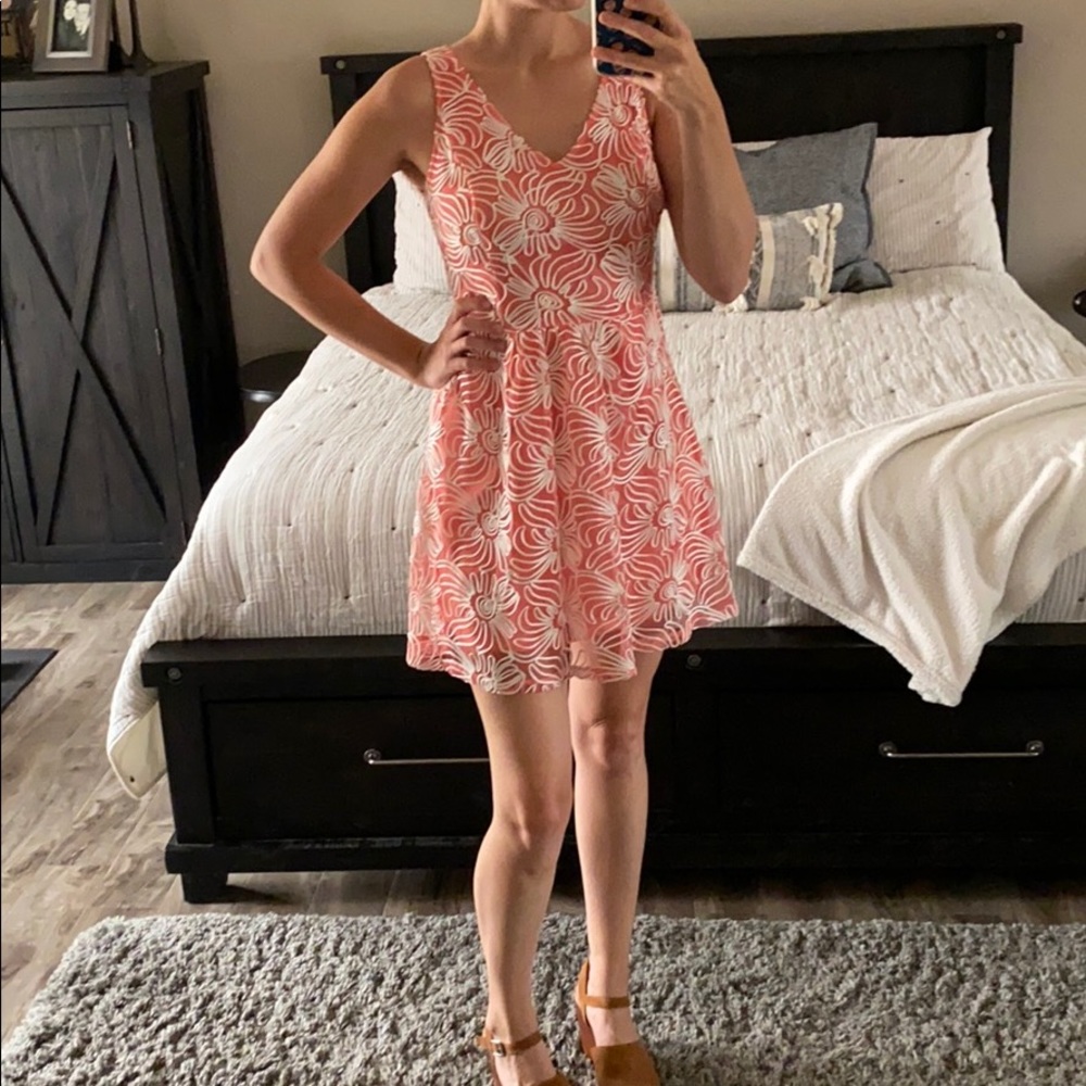 Pink and Cream Floral Dress